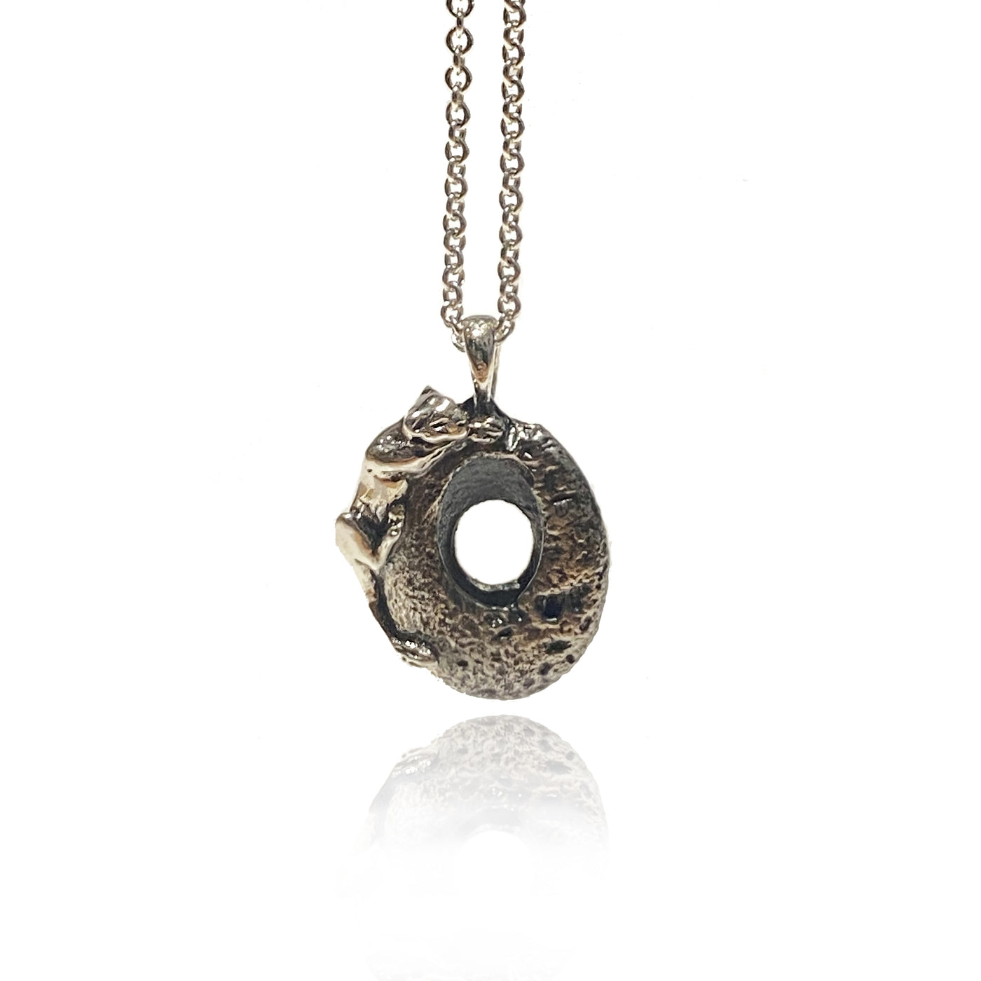 Silver Lioness Lucky Pebble Pendant