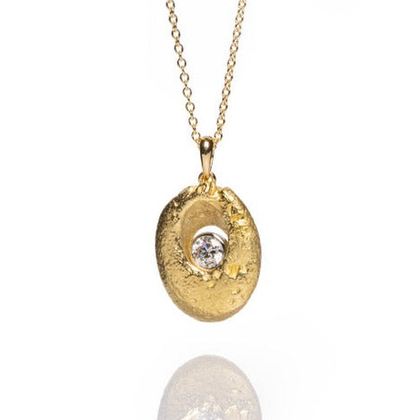 Gold Diamond Lucky Pebble Pendant